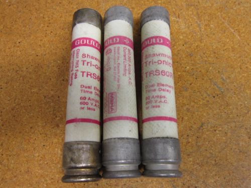 Gould shawmut tri-onic trsr60r dual element time delay fuse 250a 600v (lot of 3) for sale