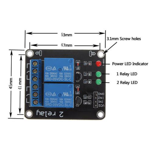 2015 5V 2-Channel Relay Module Shield for Arduino ARM PIC AVR DSP
