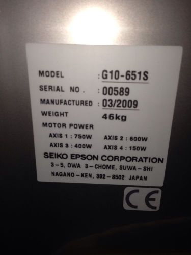 Epson Seiko Robot G10-651S and Epson RC180 Controller