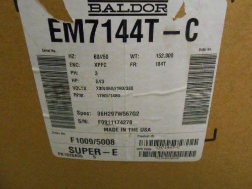 BALDOR EM7144TC 5/3HP 1750/1460RPM 230/460//190/380 FR184T 3PH MOTOR