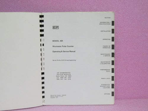 EIP Manual 451 Microwave Pulse Counter Operating &amp; Service Man. w/Schem. (12/77)