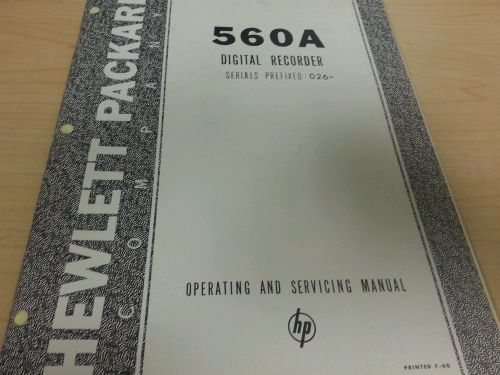 operating service manual hp 560A digital recorder