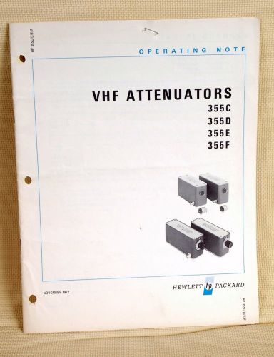 Hewlett Packard HP Operating Notes VHF Attenuators 355C 355D 355E 355F