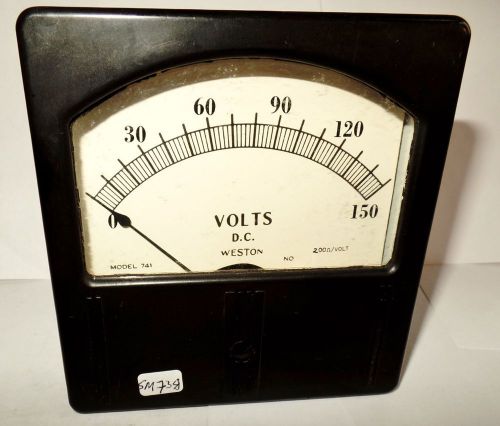 Vintage Weston DC 4&#034; Square Panel Voltmeter Volt Meter 0-150 VDC D.C.