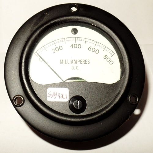 Sun Electric Co. DC Round Panel Meter Ammeter Milli Amps Milliamperes 0-800 MA