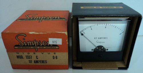 Vtg ~ simpson ~ rf amp amperes panel meter ~ model 1337 c ~ wide vue ~ 0-8 ~ new for sale