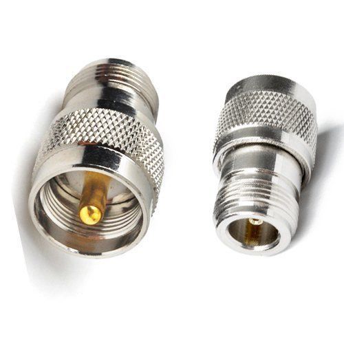 2pcs High Value pure brass N type female to PL259 / SO239 UHF male RF connector
