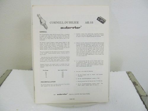 Cornell-Dubilier AR-33 Autorotor Owner&#039;s Manual