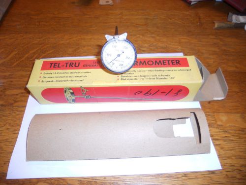 Vintage tel-tru testing thermometer in box - ranges from 50 - 300 fahrenheit vgc for sale