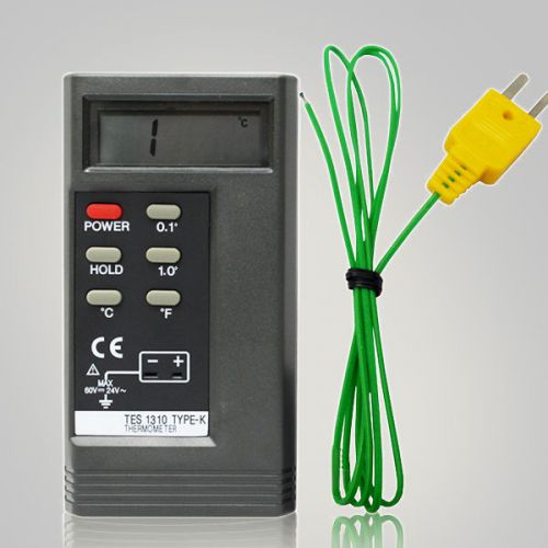 TES-1310 Digital Thermometer Temperature Reader Sensor 2 K-type Wire