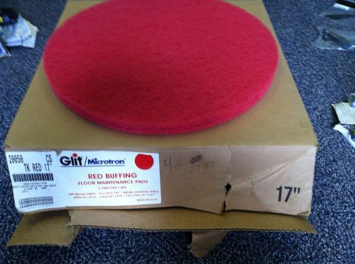 Glit microtron red 17&#034; floor buffing polishing pads case of 5 20050 ships free for sale