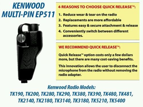 Tactical Ear Gadget Quick Release Radio Adapter for Kenwood Radios EP-511