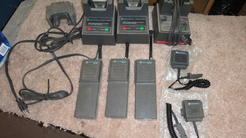 Motorola MT500 3 Handi Talkies VHF with chargers and 2 lapel mikes
