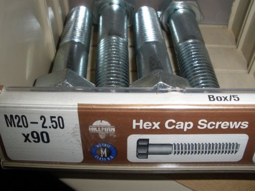 Hillman m20-2.50 x 90mm hex head cap screw bolts zinc (4) total grade 8.8 for sale