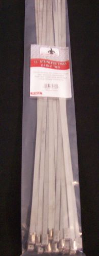25 GOLIATH INDUSTRIAL 15&#034; STAINLESS STEEL WIRE CABLE ZIP TIES STRAPS WHOLESALE