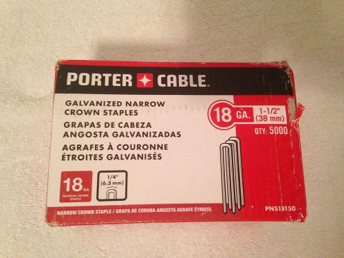 Nib porter cable galvanized narrow crown staples 18 ga. 1 1/2&#034;  x 1/4&#034; 5000 qty. for sale