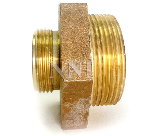 Fire hose/hydrant brass hex adapter 2-1/2&#034; (m)npt x 1-1/2&#034;(m)nst for sale