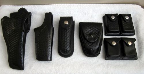 6 police basket weave holsters~2 pistol~1 handcuff~1 mace holster~2 cartridge~ for sale