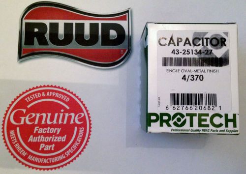 OEM Rheem Ruud Protech Oval Run Capacitor 4 uf 370 Volt 43-20847-43 43-100496-44