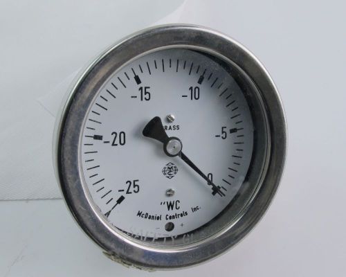 McDaniel Controls -25-0 &#034;WC Pressure Gauge Brass. 1/2&#034; NPT, 2.75&#034; Dial