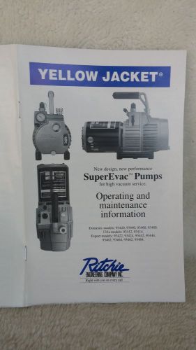 Ritchie yellow jacket superevac pump 6 cfm two stage mod #93460 for sale
