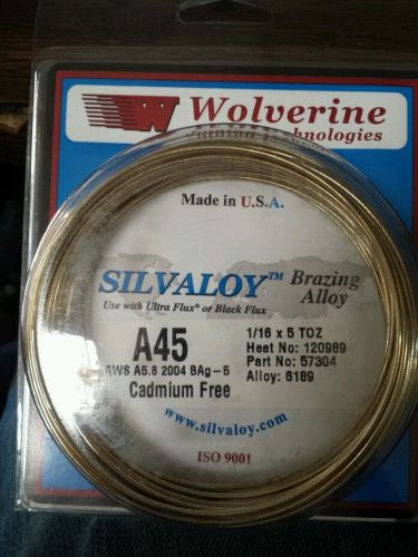Wolverine Joining Technologies Silvaloy A45 Cadmium free 5 troy ounces