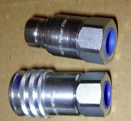 Lot of 2 Pcs PARKER FEM-501-8FP-NL &amp; FEM502-8FP Hydraulic Couplers, 1/2