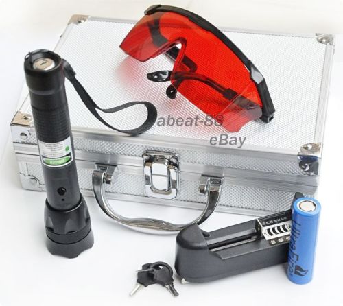 1 w military high-power green beam light laser pointer pen (battery+charger+box) for sale