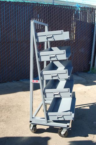 NEW~Jamco &#034;A&#034; Frame Panel Mobile Cart Truck + Removable Qty 5 Tray Bins (1side)