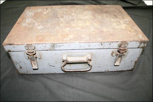 Vtg INDUSTRIAL STRONG BOX Metal case tool part bin cabinet heavy military steel