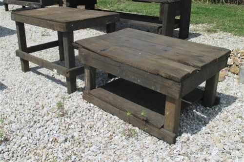 2 Tables Wood Bench Shop Garage Garden Industrial Age Vintage Kitchen Counter d