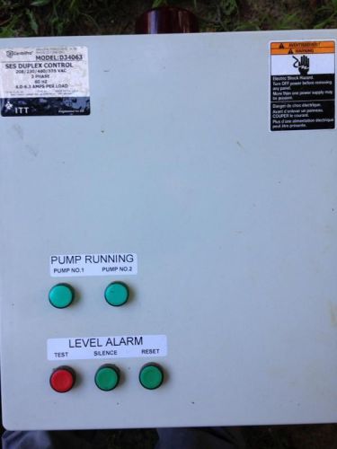 Used, Goulds SES Duplex Control Panels, 3 phase, 4.0-6.3 amps per load