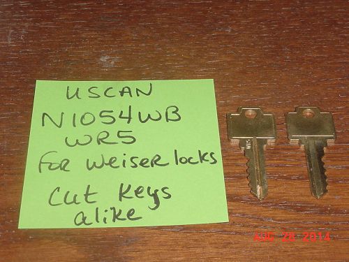Locksmith 4 cut alike keys uscan n1054wb wr5 for weiser locks brass nos vintage for sale