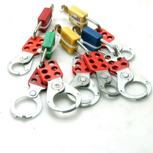 (7) master lock lock out tag out scissor clips w/ (5) safety locks w/ keys for sale
