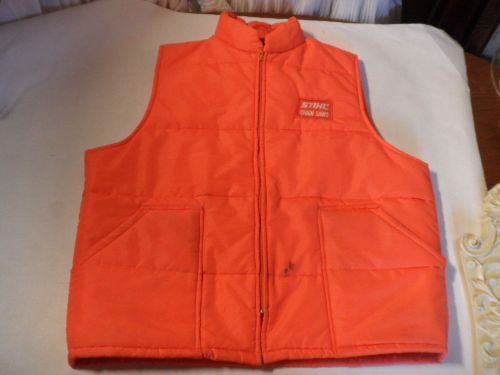 STIHL Rare Vintage puffy safety orange USA made vest!  XL