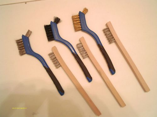 New 6 pc assortment brass, stainless steel &amp; brass tooth brush style brushes for sale