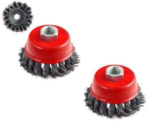 2 new 3&#034; x 5/8&#034; 11 nc knot wire cup brush for angle grinders knotted wheel for sale