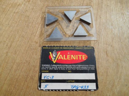 Valenite carbide inserts , tpg433 , vc-3 , 5 inserts for sale