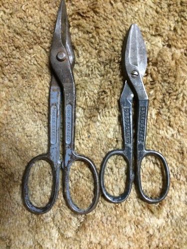 Lot Of 2 Vintage Antique WISS TIN SNIPS / Shears NO. A-12, V-10.