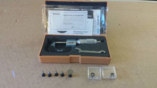 Mitutoyo digit outside micrometer 0-1&#034; .0001 with all spindle attachment tips for sale