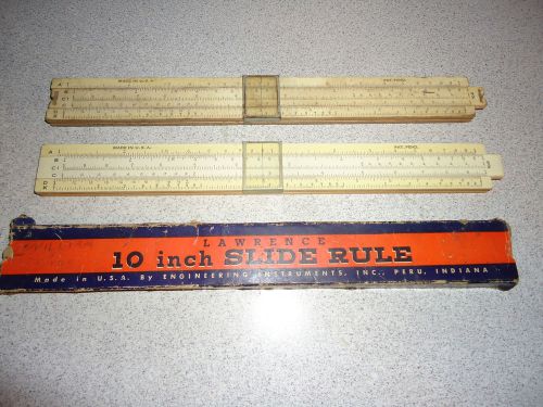 2 Lawernce 10&#034; Slide Rules Model 10B w/One Box