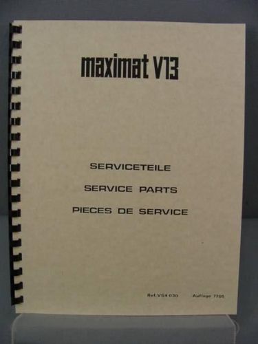 EMCO Maximat V13 Service Parts Manual