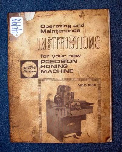 Sunnen operating and maintenance instructions  hone (inv.17960) for sale