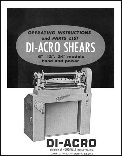 Diacro 6, 12 &amp; 24 Hand &amp; Power Shear Manual
