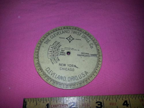 MACHINIST&#039;S VINTAGE CLEVELAND TWIST DRILL CO. DIAL A GUAGE SIZE CHART CIRCA 1911