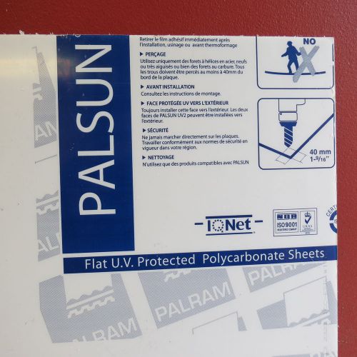 Palsun flat u.v. polycarbonate  3/16&#034; x 25&#034; x 21&#034; for sale