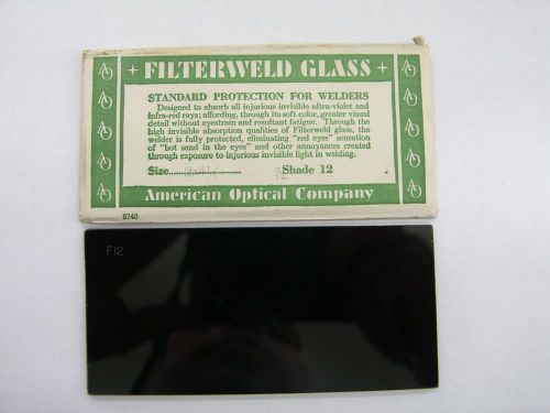 Vintage American Optical Company Filterweld Glass Shade 12  2 x 4-1/4&#034;