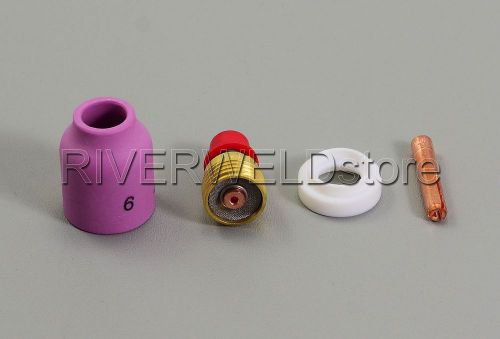 Tig gas lens kit 1/16&#034; 45v43 13n22 wp sr 9,20 tig welding torch consumables 4pk for sale