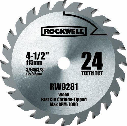 New, rockwell 41/2&#034; fast cut carbide-tipped circular saw blade, 24 teeth, rw9281 for sale