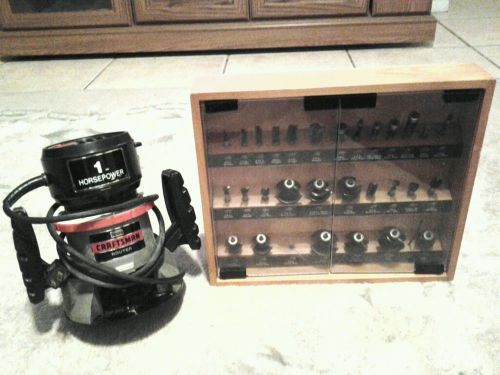 30 piece Router bit set, with 1 horsepower sears craftsman router.